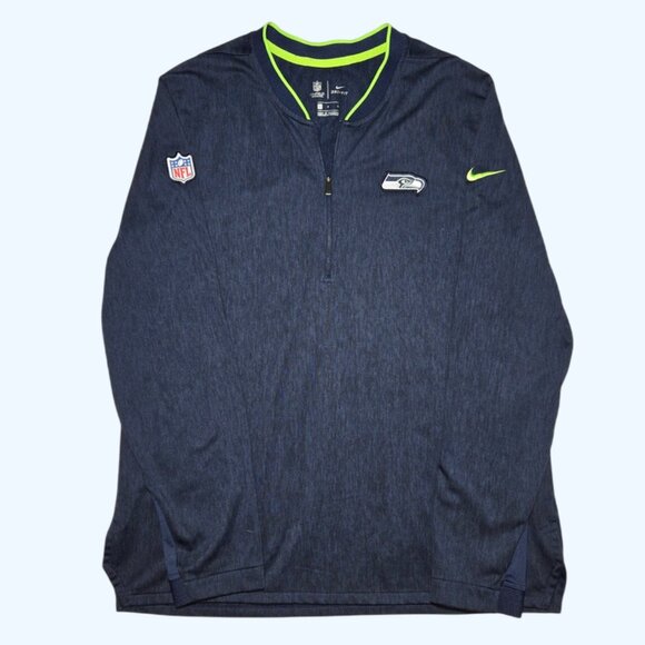 Seattle Seahawks Nike Dri Fit On Field Long Sleeve Pullover 1/4 Zip Large Mens - Picture 1 of 8